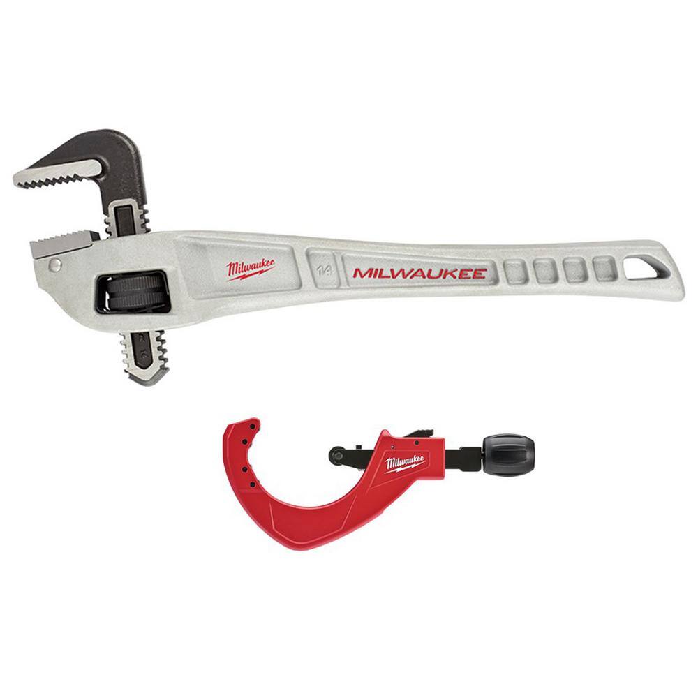 MW 14 in. Aluminum Offset Pipe Wrench with 3-12 in. Quick Adjust Copper Tubing Cutter (2-PC) 48-22-7184-48-22-4254