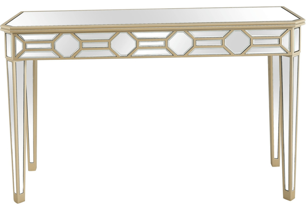 Gold Trimmed Mirrored Console Table   Contemporary   Console Tables   by HomeRoots  Houzz