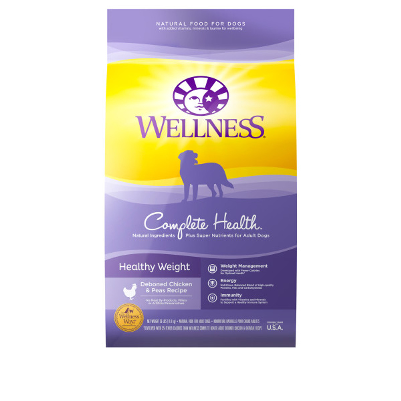 Wellness Complete Health Healthy Weight Dog Food， 26 Lb. Bag