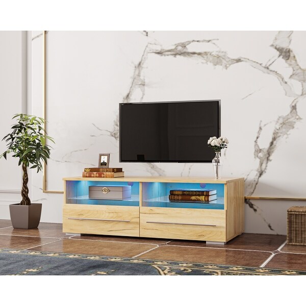 Modern TV cabinet With Two Drawers With Color-Changing Light Strips