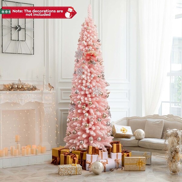 Costway 5/6/7/8 FT Artificial Pink Christmas Tree with