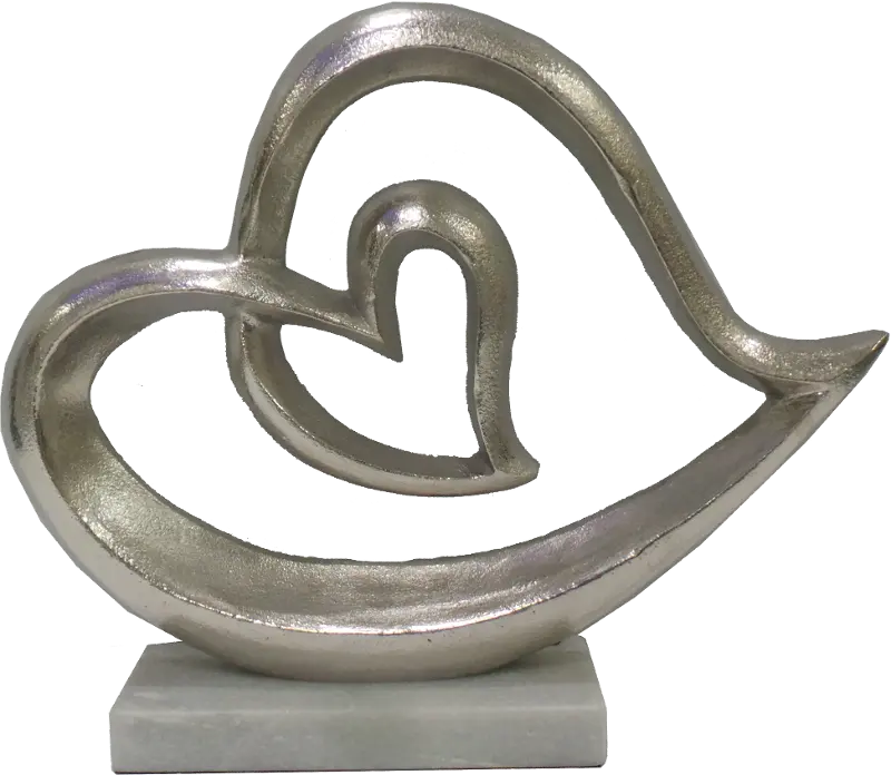 Metal Silver Double Heart Sculpture