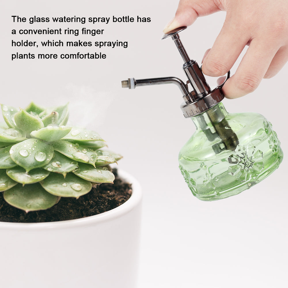 Harupink Glass Watering Spray Bottle 180 ml Transparent Plant Mister Spray Bottle One Hand Small Watering Can Vintage Plant Spritzer Glass Plant Atomizer Sprayer with Plastic Top Pump