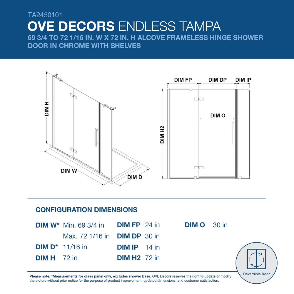 Endless Tampa Alcove 69 3/4 to 72 1/16\