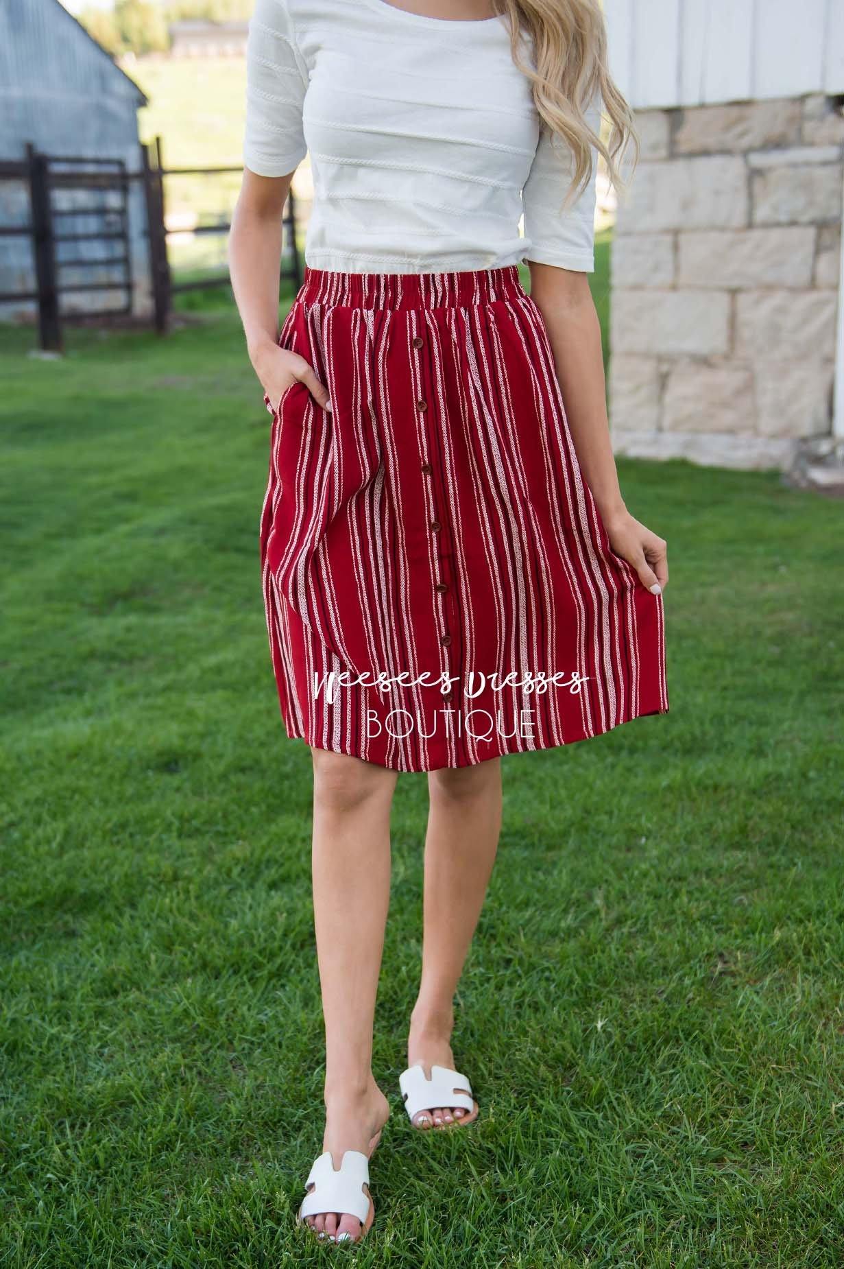 Burst Of Joy Striped Button Skirt