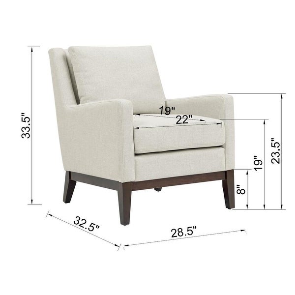 Accent Chair Track Arms Linen Thicken Padded Seat Lounge Chairs with Solid Wood Legs