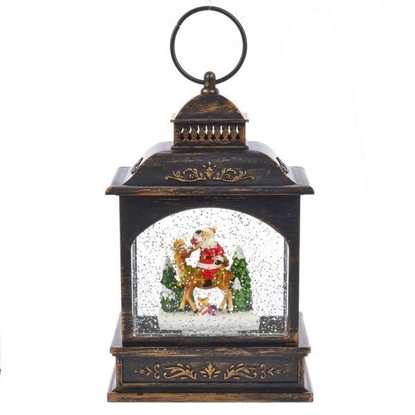 Kurt Adler 9Inch LED Santa Lantern with Motion