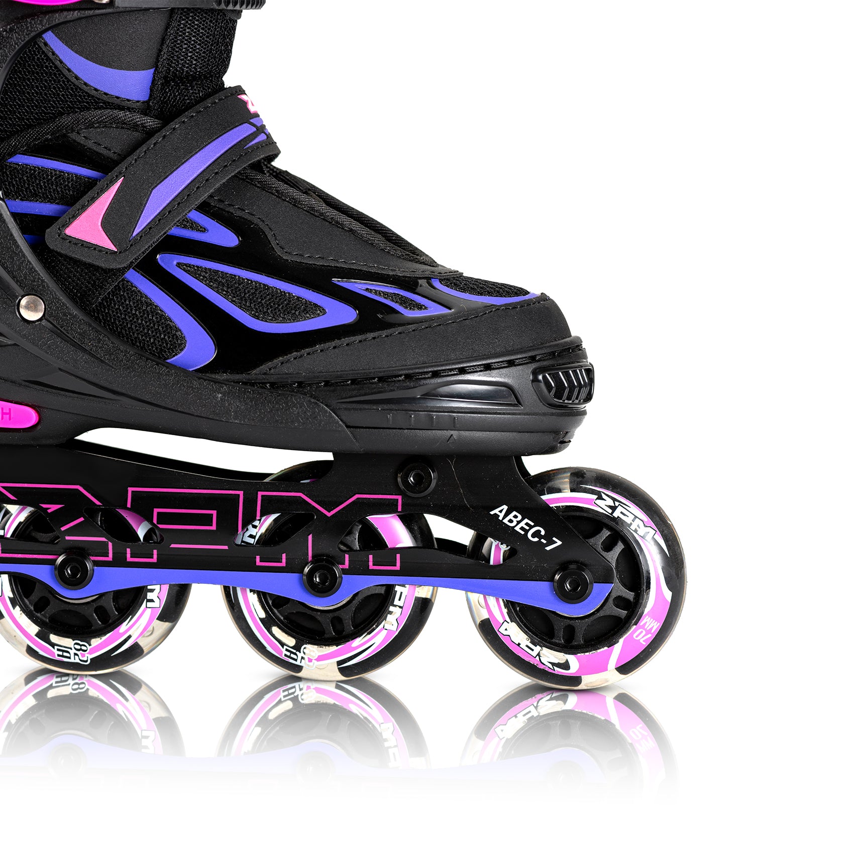 2PM SPORTS Vinal Girls Adjustable Inline Skates with Light up Wheels Beginner Skates Fun Illuminating Roller Skates for Kids Boys and Ladies - Purple Medium(1Y-4Y US)