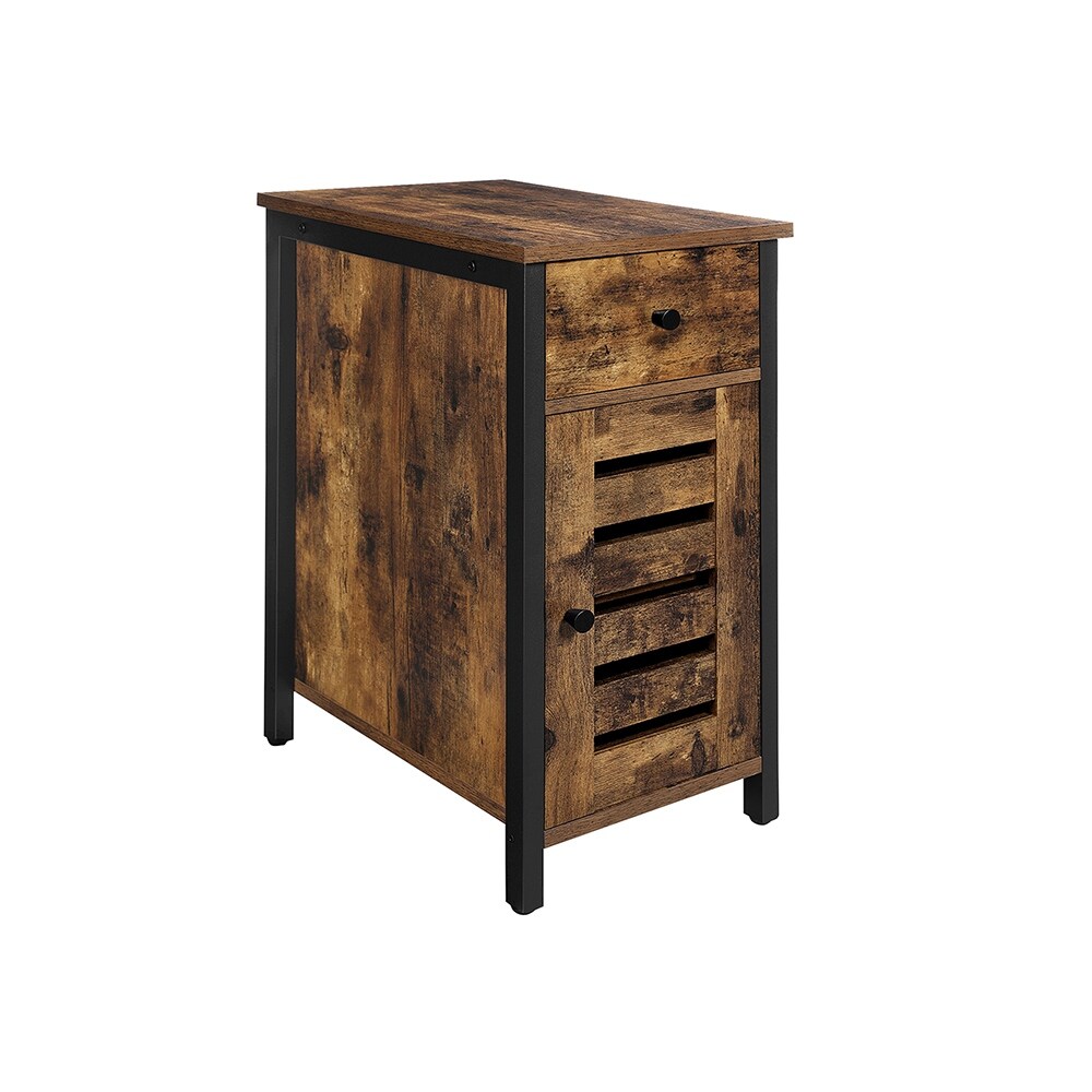 Industrial Narrow Side Table with Cabinet   11.8”L x 19.7”W x 23.6”H