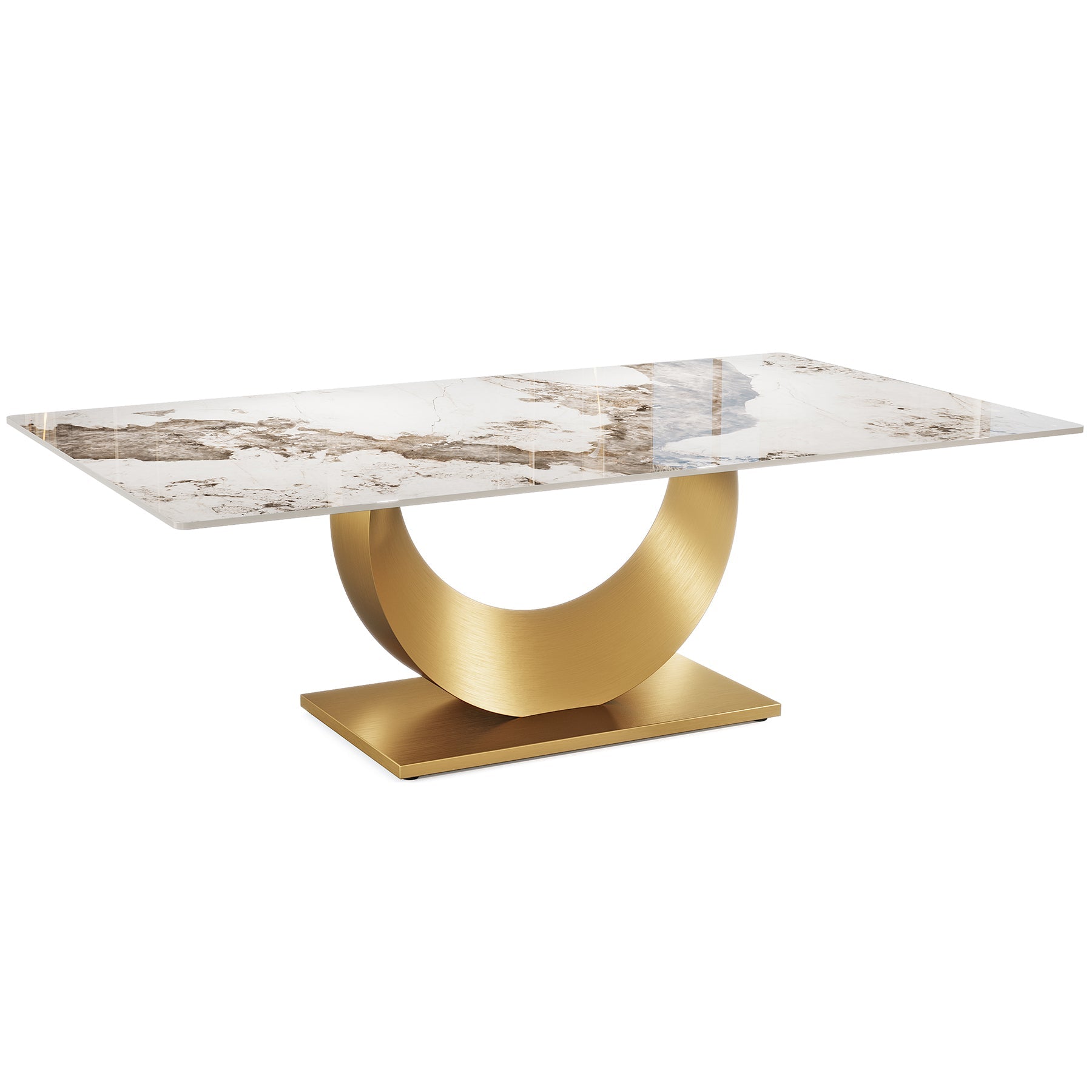 79 Sintered Stone Dining Table with Stainless Steel Pedestal for 8 people