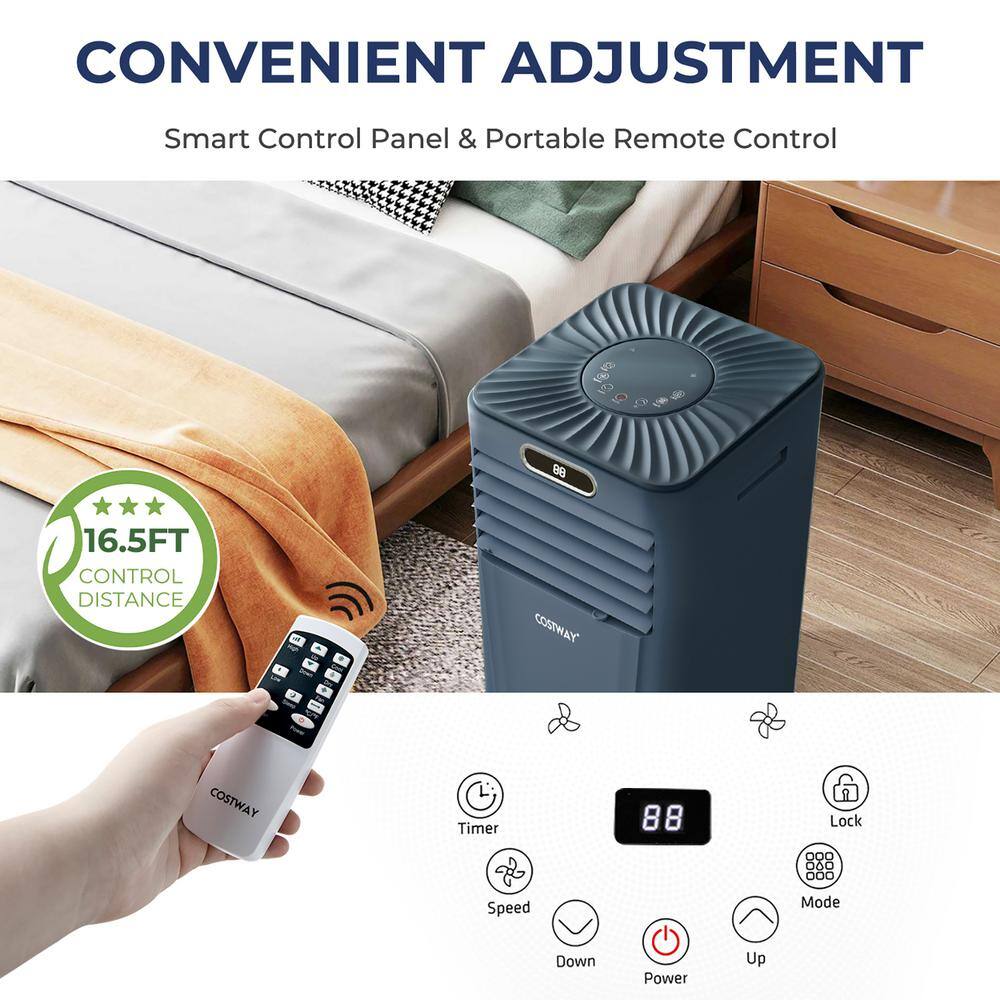 Costway 10000 BTU Portable Air Conditioner wRemote Control 3-in-1 Air Cooler wDrying in Dark Blue FP10120US-DB