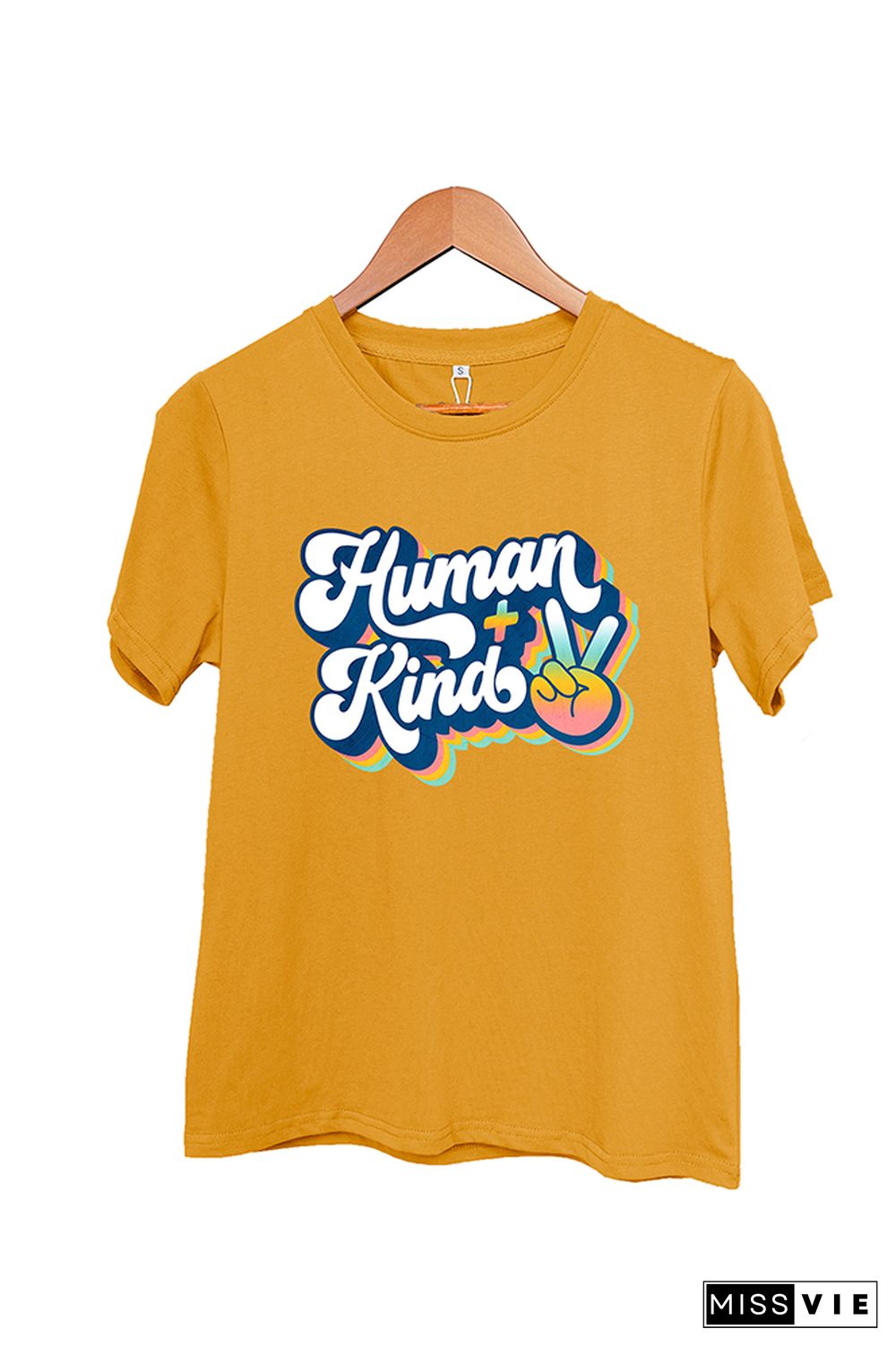 Human Plus Kind Peace Sign Short Sleeve Graphic Tee Wholesale