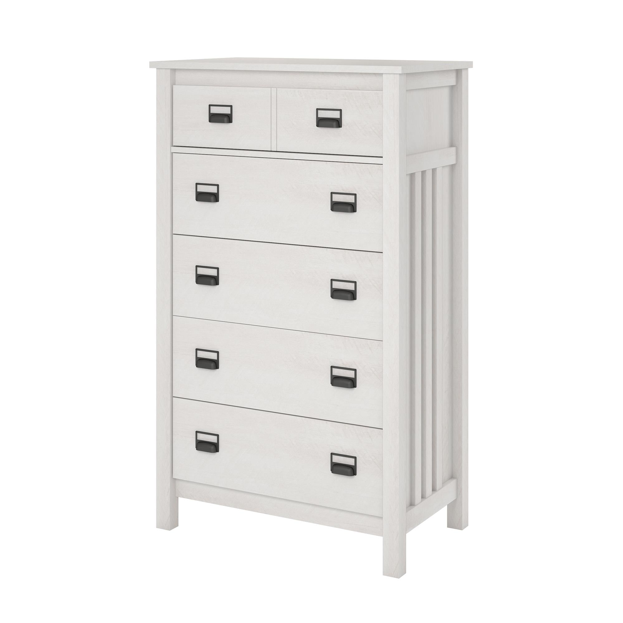 Ameriwood Home Crystal Spring 5 Drawer Dresser, Ivory Oak