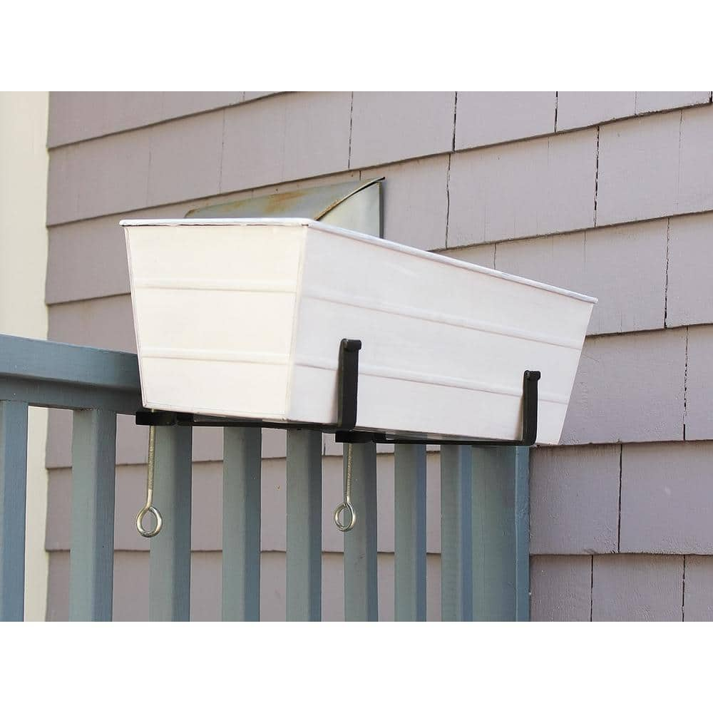 ACHLA DESIGNS 24 in. W Cape Cod White Medium Galvanized Steel Flower Box Planter C-20W