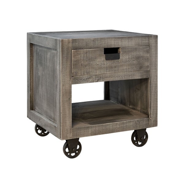 Picket House Furnishings Micah Square Storage End Table in Gray