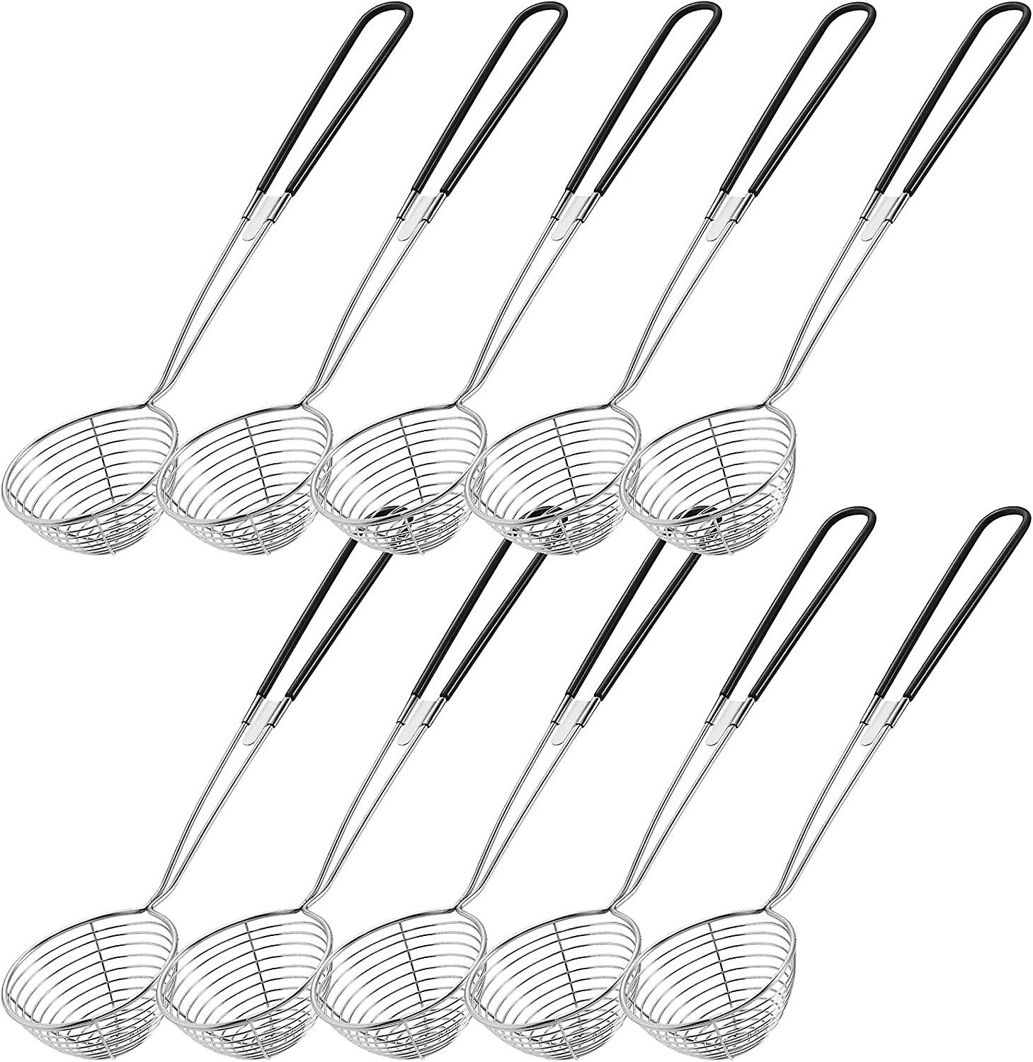 Hot Pot Strainer Scoops， Stainless Steel Hot Pot Strainer Spoons 2.5 Inch Mini Mesh Skimmer Spoon Asian Strainer Ladle With Handle (black，10 Pieces)