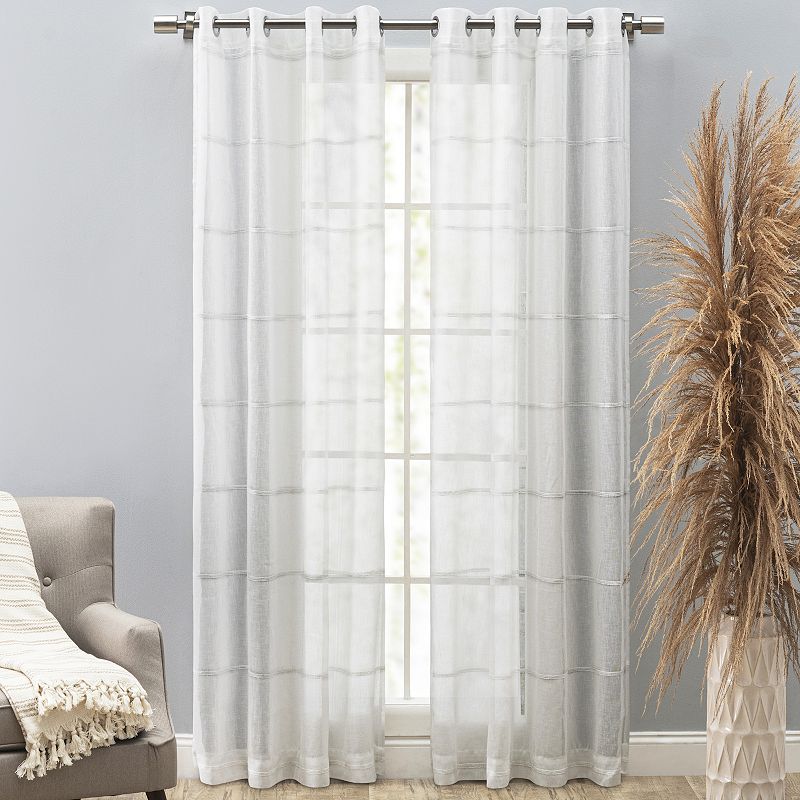 Horizon Stripe Textured Semi-Sheer Grommet Curtain Panel