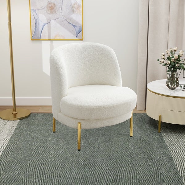 Accent Chair Upholstered Curved Backrest with Golden Adjustable Legs