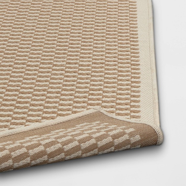 5 x27 x7 x27 Rectangular Woven Outdoor Area Rug Checkered Ivory Natural Designed With Studio Mcgee