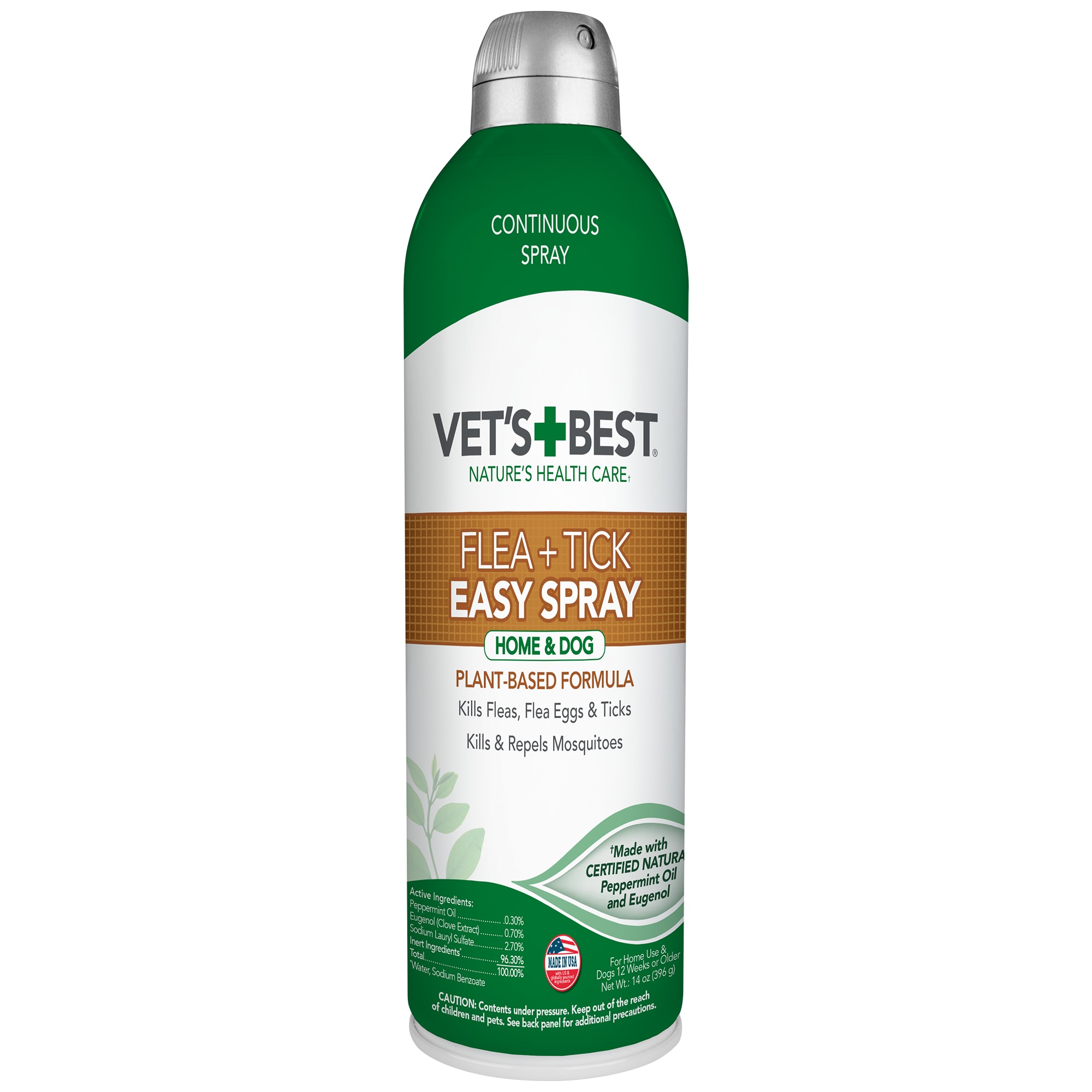 Vets Best Flea  Tick Easy Spray for Home and Dog， 14 fl. oz.