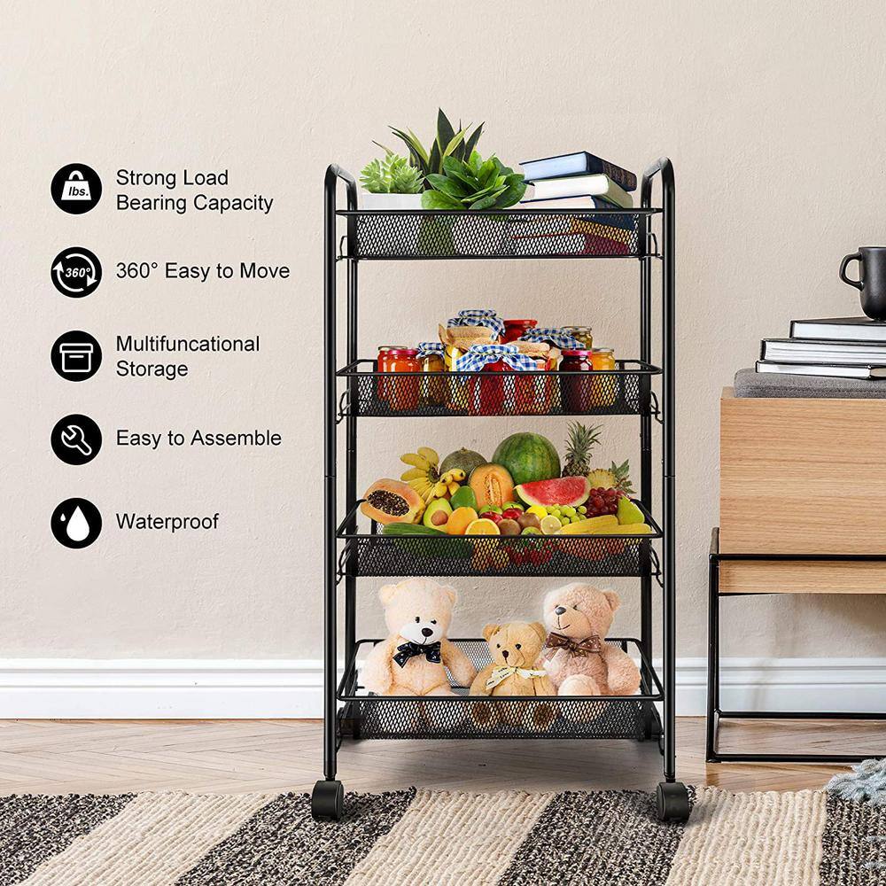 THE CLEAN STORE 4 Tier Storage Cart with Fixed Baskets 395