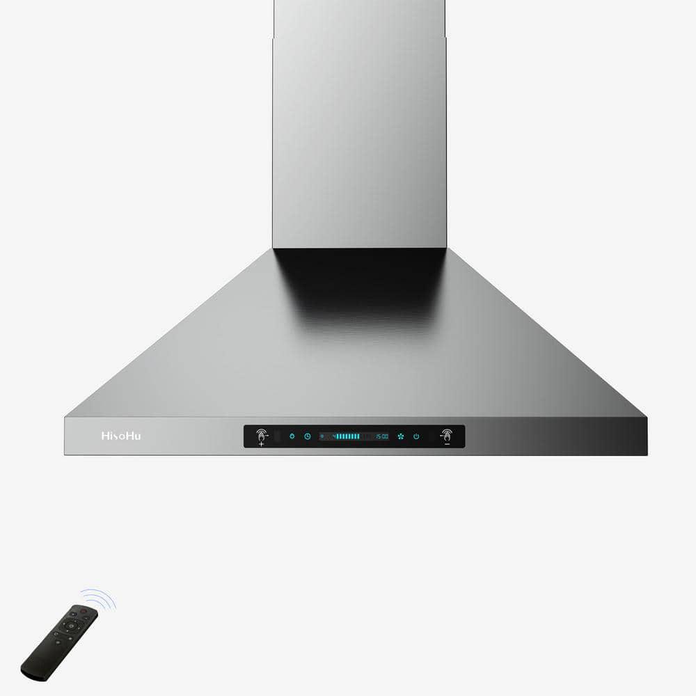 HisoHu 2953 in 780 CFM Ducted Wall Mount Range Hood in Stainless Steel With Gesture Sensing Control Function