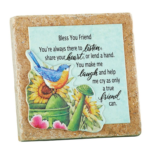 Collections Etc Bless Your Friend Sentiment Floral Tabletop Plaque