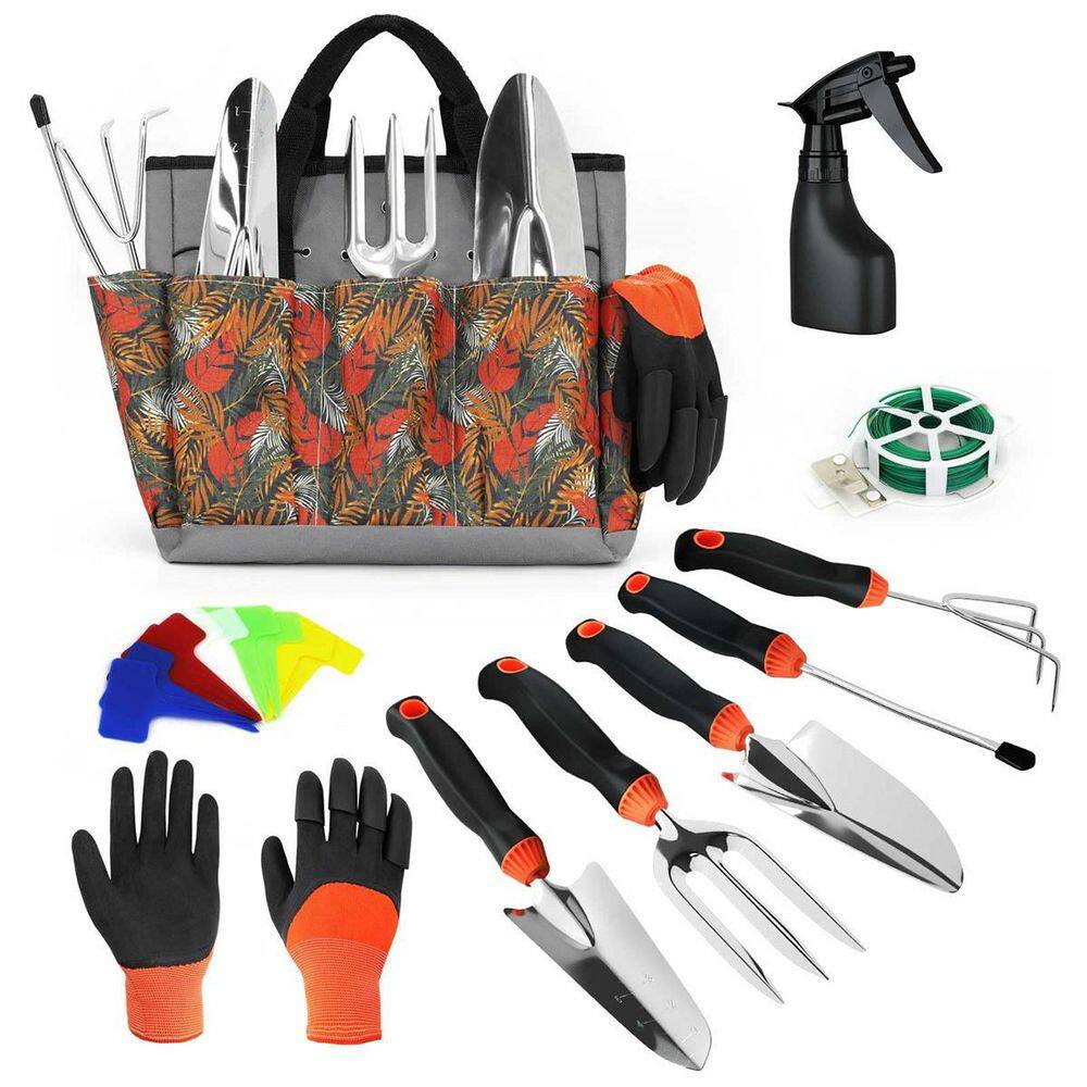 Dyiom 10-Piece Heavy-Duty Orange Steel Garden Tool Set with Carrying Case B09Z2P81FJ