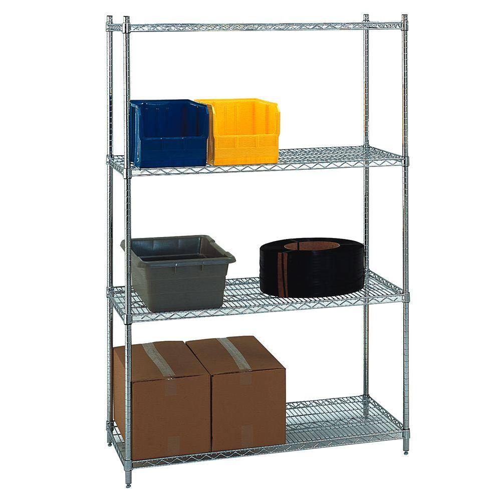 Storage Concepts Chrome 4-Tier Steel Wire Shelving Unit (48 in. W x 63 in. H x 24 in. D) WCS4-2448-63