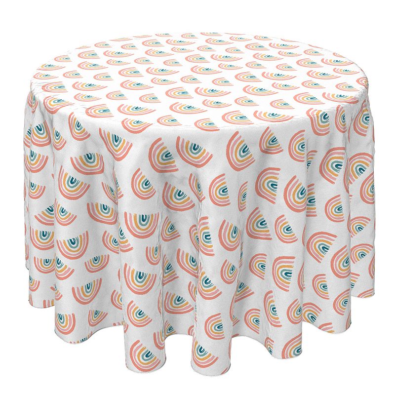 Round Tablecloth， 100% Cotton， 60 Round， Rainbows Allover