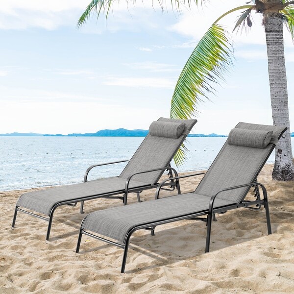 EROMMY Outdoor Patio Lounge Chair，Adjustable Recliner Outdoor Lounge Chairs，Multiple Colors Available