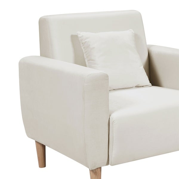 Linen Square Arm Accent Chair with Pillow