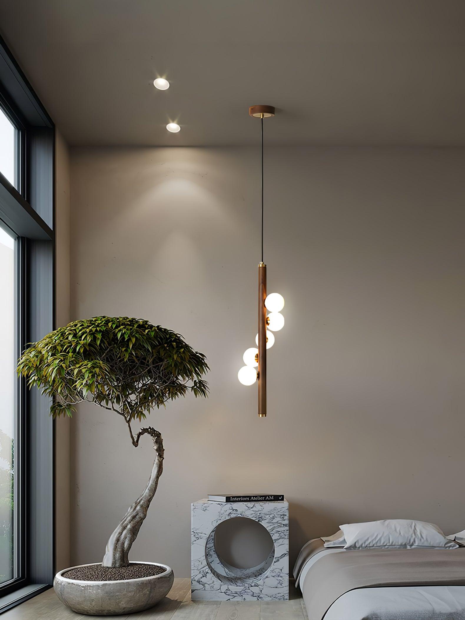 Vertical Orb Timber Pendant Lamp