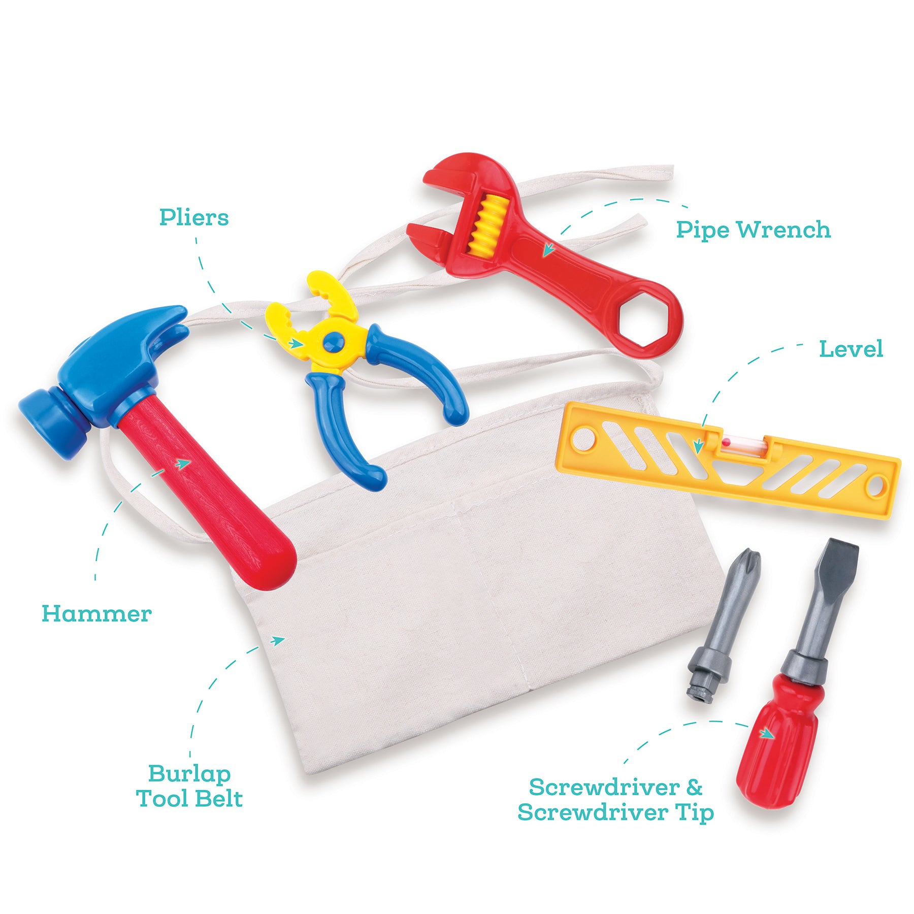 Nothing But Fun Toys Let's Play Tool Belt Playset Designed for Children Ages 2+ Years