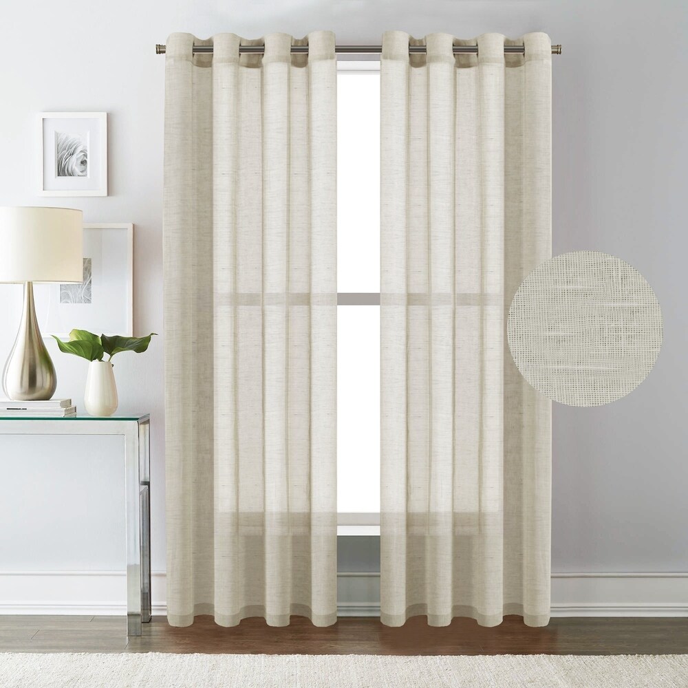 H.Versailtex Sheer Linen Curtain Panels (Set of 2)