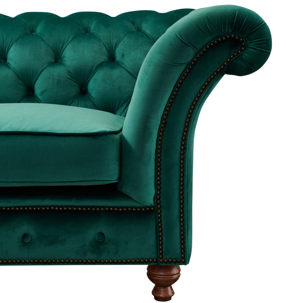 Peyton Sloped Arm Chesterfield Arm Chair Green Velvet   Eclectic   Armchairs And Accent Chairs   by Homesquare  Houzz