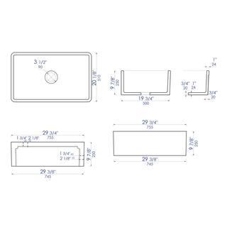 ALFI BRAND AB3020SB-B Farmhouse Fireclay 29.75 in. Single Bowl Kitchen Sink in Biscuit AB3020SB-B