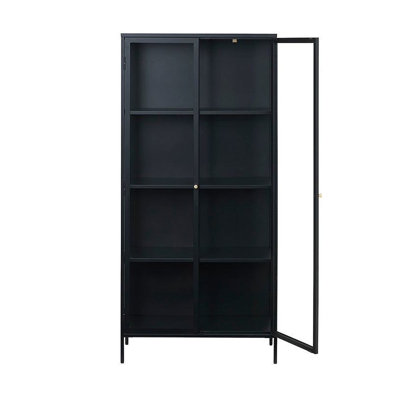 CARMEL 2 Door Glass Display Cabinet 90x190cm - Black