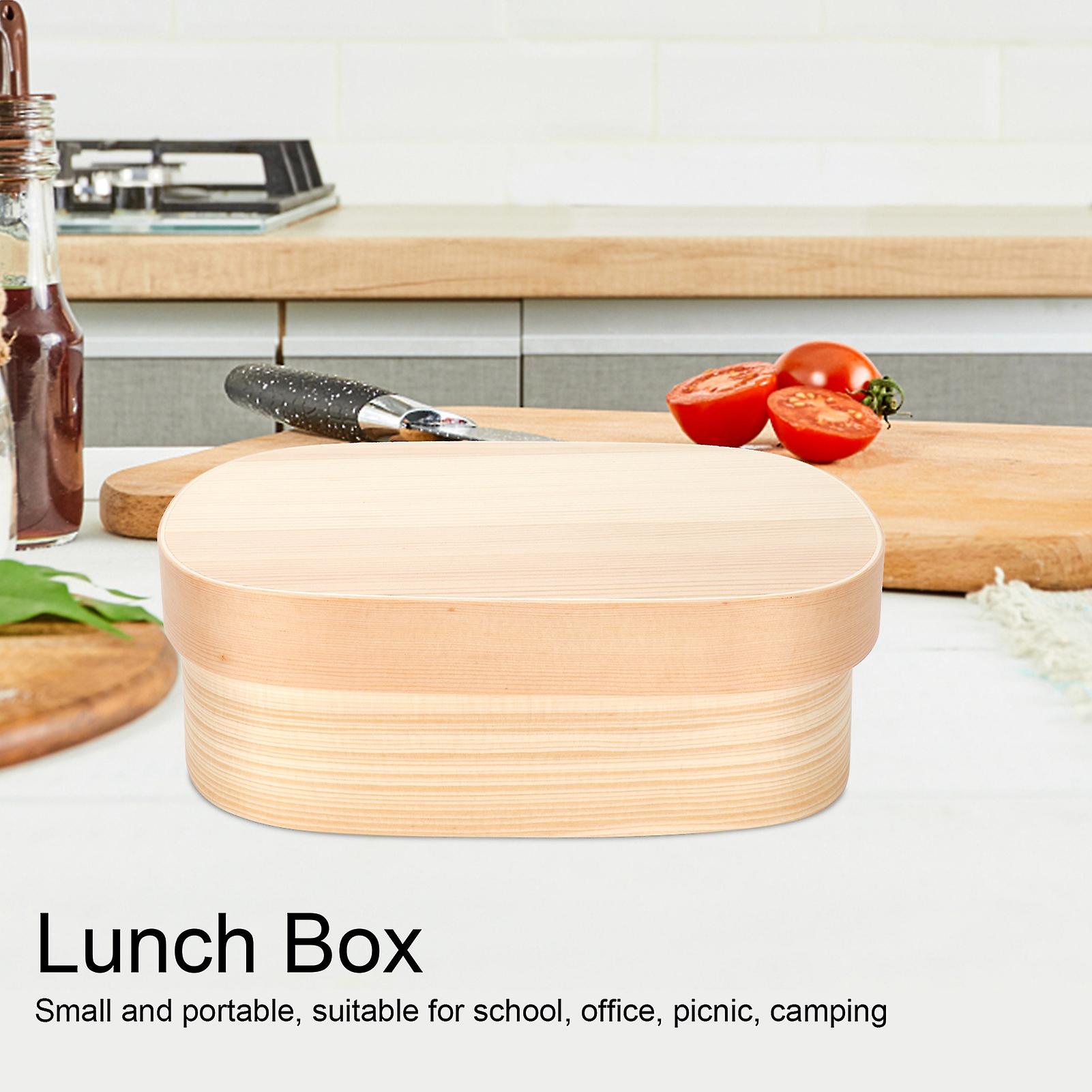 Wooden Lunch Box， 3-compartment Large Capacity Leakproof Bento Box Balanced Eating Food Container Tablewares For Home， Office， Picnic[yellow]