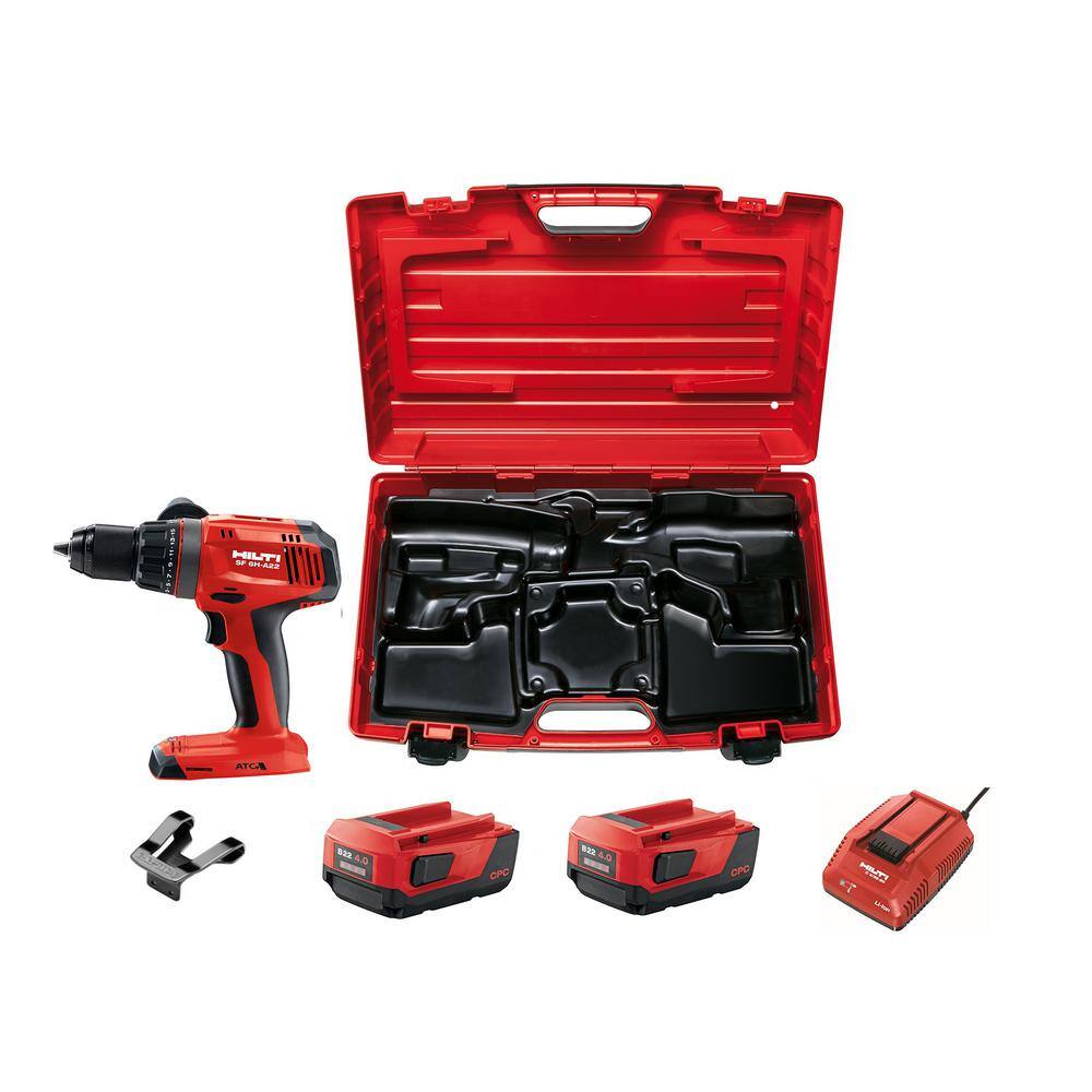 Hilti 22-Volt Lithium-Ion 12 in. Cordless Hammer Drill Driver SF 6H with Kit Box 3554337