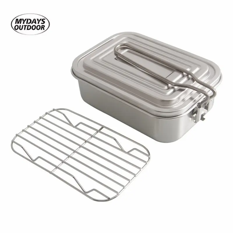 Mydays Outdoor 304 Stainless Steel Lock Clip Food Container Lunch Beno Box for Camping Hiking Picnic