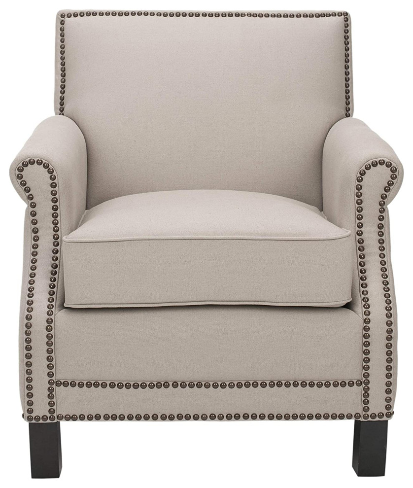 Modern Accent Chair  Cushioned Seat With Rolled Arms  ampNailhead Trim   Midcentury   Dining Chairs   by Declusia  Houzz