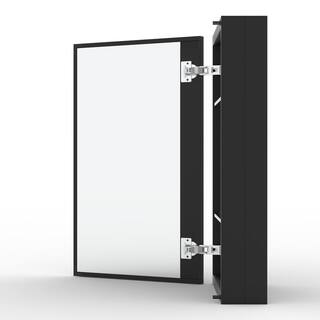 niveal 15 in. W x 24 in. H Rectangular Matte Black Aluminum RecessedSurface Mount Medicine Cabinet with Mirror LUMCA-1524MB