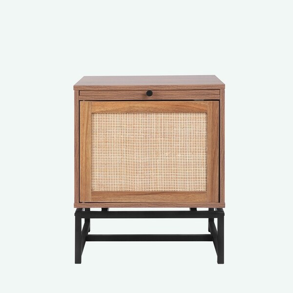 Natural Rattan Door Nightstand - - 37933444