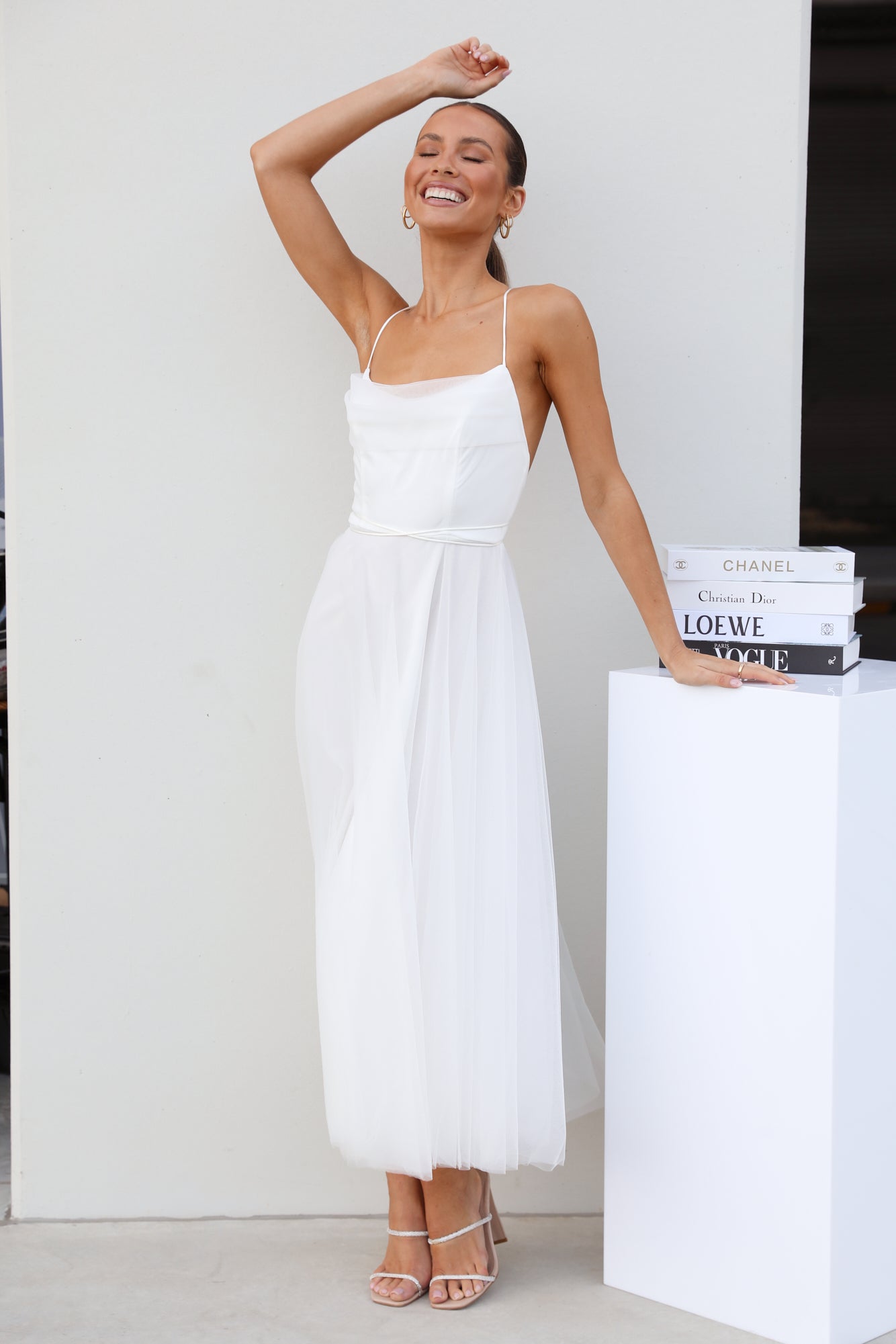 Signal My Way Midi Dress White