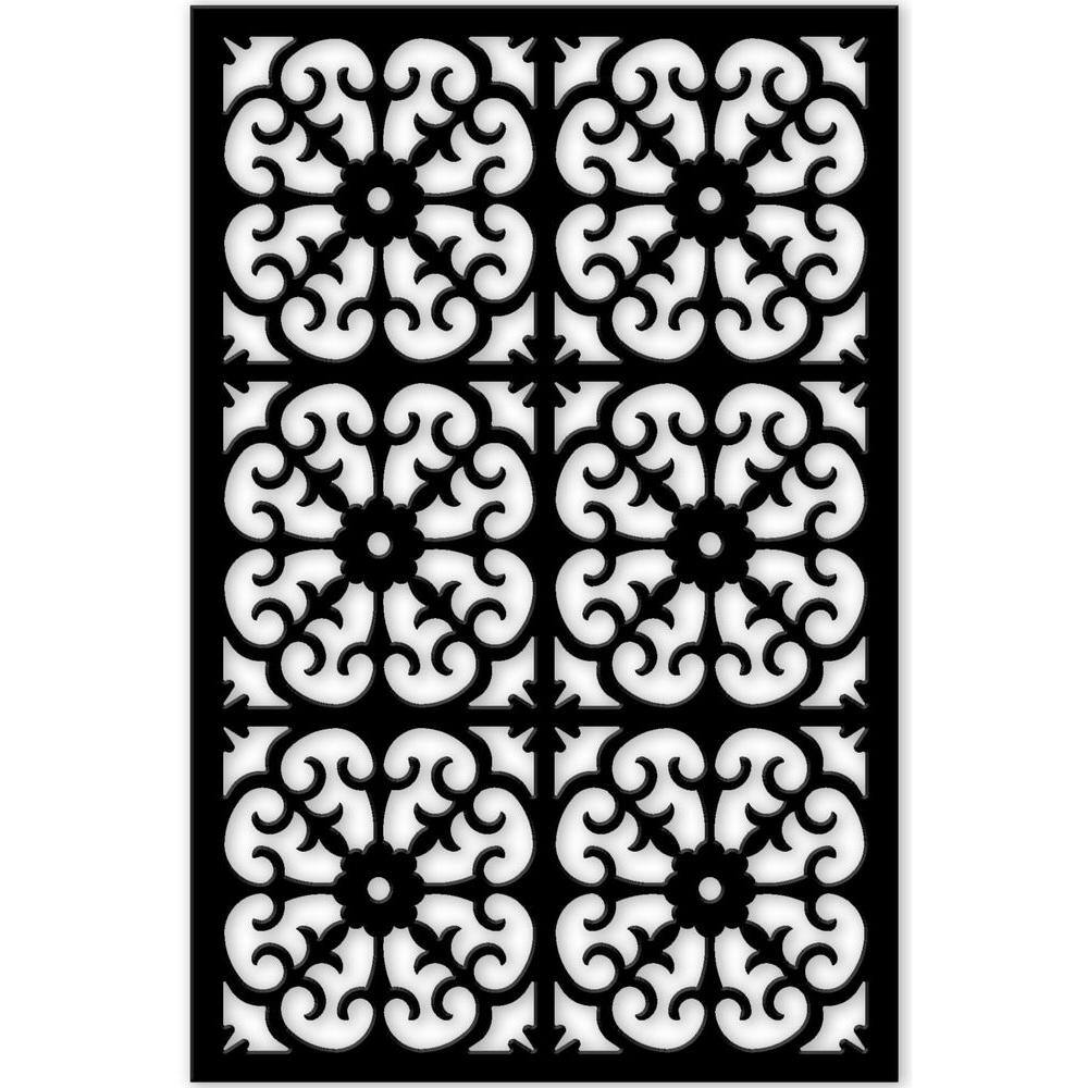 Acurio Latticeworks Roman 4 ft. x 32 in. Black Vinyl Decorative Screen Panel 4832PVCBK-RMN