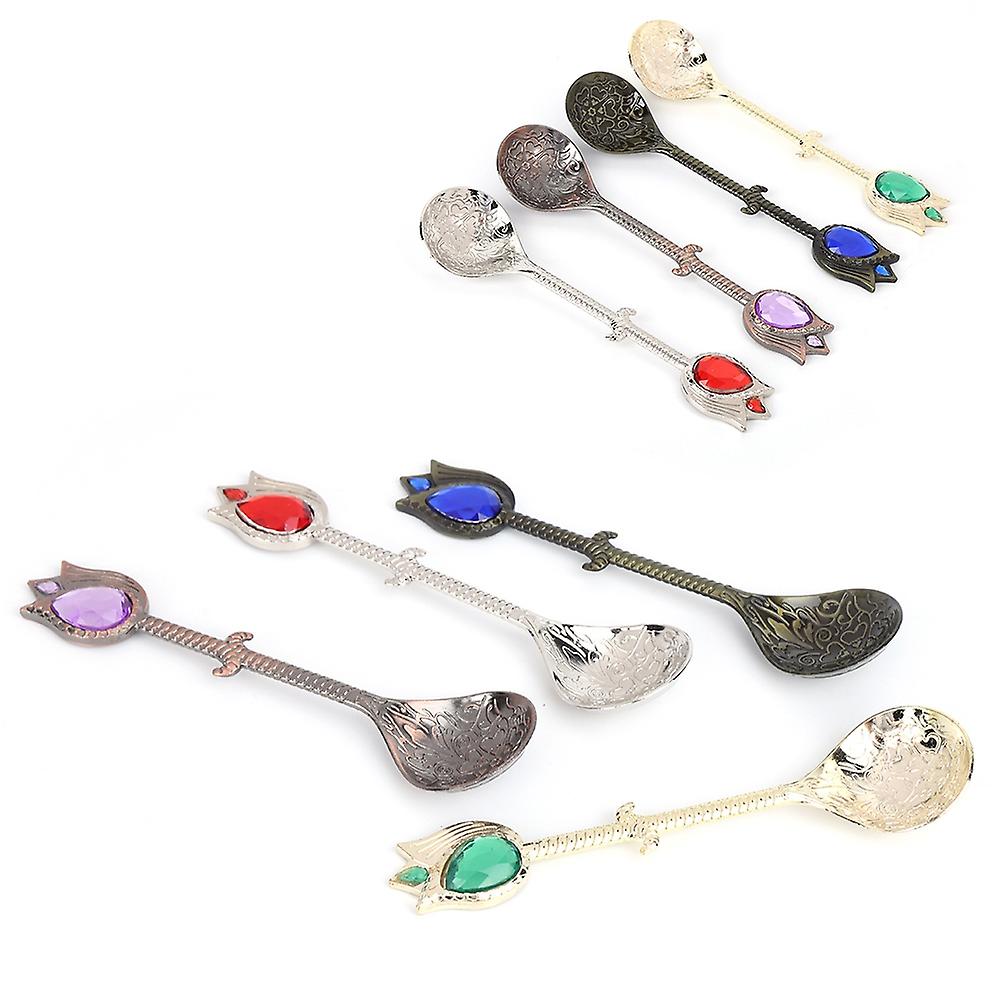 4Pcs European Style Vintage Carved Coffee Spoon Dessert Teaspoon Set Kitchen Tools