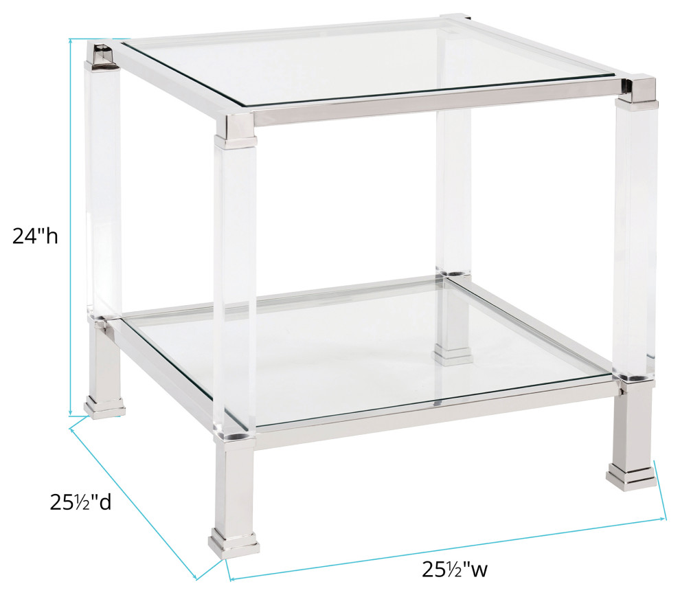 HOWARD ELLIOTT CLARE Side Table Polished Acrylic Tempered Glass   Side Tables And End Tables   by Howard Elliott Collection  Houzz