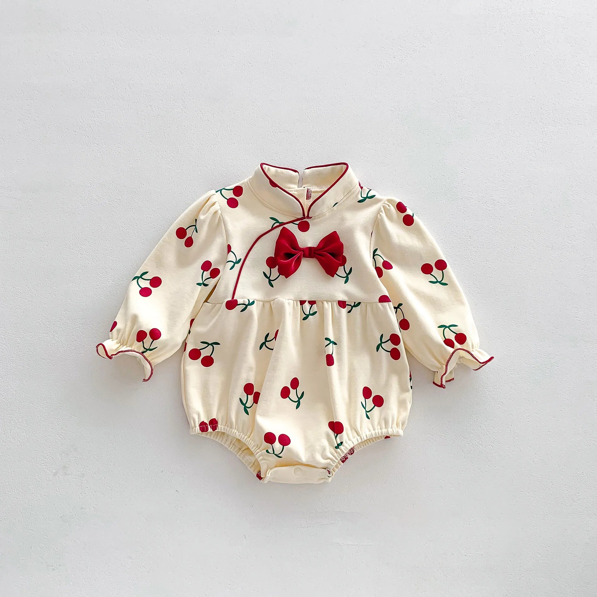 Spring Newborn Girls Romper Baby Clothes Baby Cherry Print Butterflies Long Sleeve Jumpsuit Climb Clothes Baby Cotton Clothing