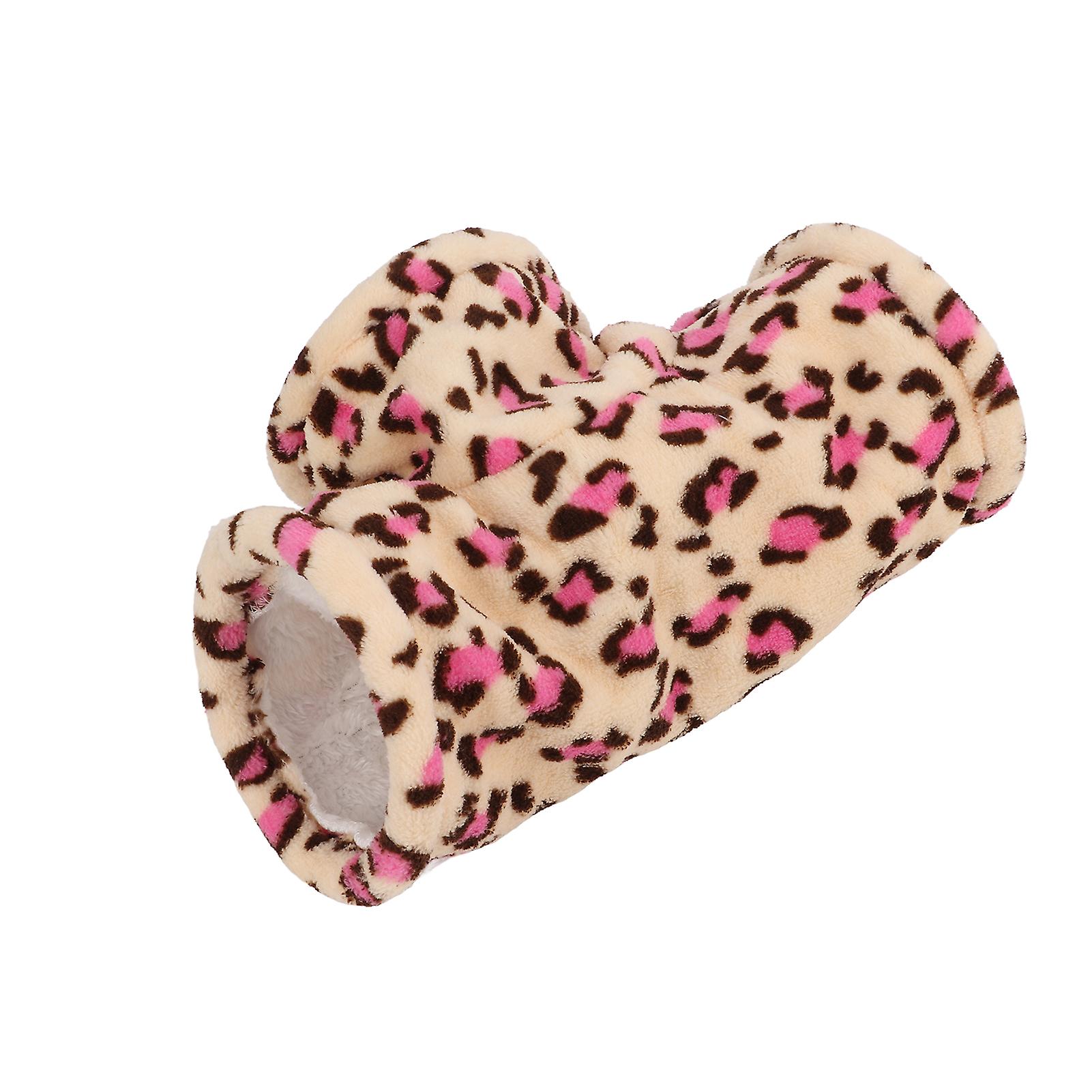 Hamster 3 Way Tunnel Honey Bag Flying Guinea Pig Hedgehog Winter Warm 3 Way Tunnel Toypink Leopard Tee Small